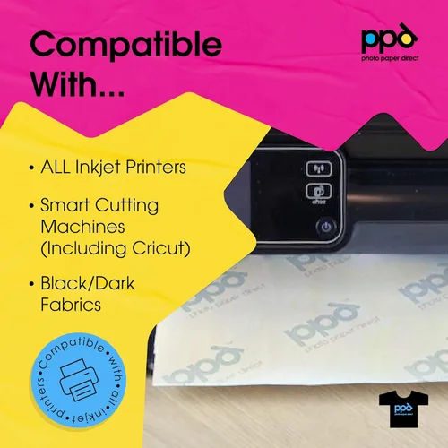 Miniatura 4 de PPD - Papel de transferencia térmica para camisetas de color oscuro para impresora de inyección de tinta, LTR, paquete de 5 hojas de 8.5 x 11