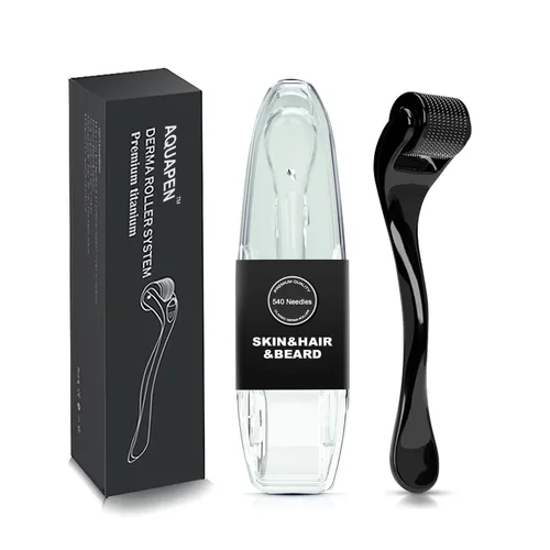 Derma Roller 540 - Microagujas de titanio para el cuidado de la cara, cuero cabelludo, cabello y barba, estuche de almacenamiento incluido, diseño