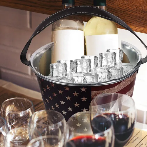 Miniatura 8 de UPKOCH Cubetas patrióticas de la bandera americana, cubo vintage, cubo de cenizas, cubo de vino, cubo de cerveza, cubo de hielo, cubo