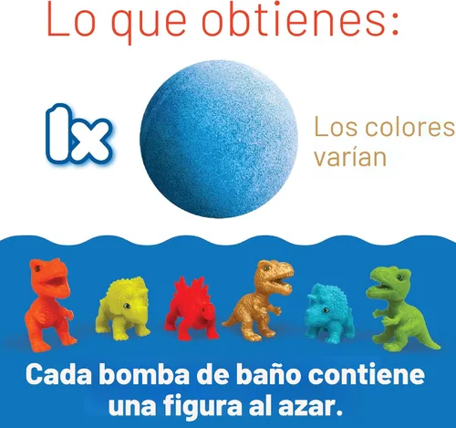 Miniatura 3 de Gran bomba de baño sorpresa de dinosaurio, 6 juguetes sorpresa de dinosaurio para coleccionar en total, uno por bomba de baño, juguete efervescente