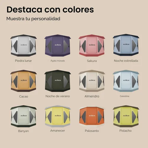 Miniatura 6 de ACACIA - Tienda de campaña para acampar, tienda desplegable con 8 ventanas y estera, tienda central impermeable y resistente al viento, fácil