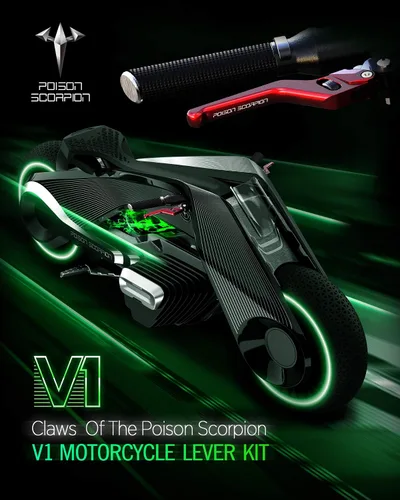 Miniatura 7 de POISON SCORPION - Palancas de embrague/freno cortas para moto, rojas, compatibles con Z400 19-23 / Z125 KLE 300X 17-24 / EX 400 18-23 / EX300 13-18