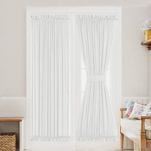 Miniatura 17 de Turquoize Elegantes cortinas de lino para puerta francesa, paneles de cortina de filtrado de luz, panel de lino con bolsillo para barra, panel