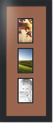 Miniatura 272 de ArtToFrames Marco de fotos tipo collage con estera doble con 3 aberturas de 5x7 y marco negro satinado Uva