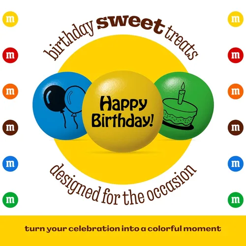 Miniatura 3 de M&M'S Caramelos de cumpleaños de chocolate con leche, 5 libras de dulces a granel con imágenes prediseñadas de feliz cumpleaños impresas, perfectos