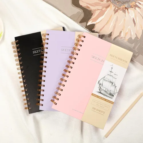Miniatura 3 de Yoment Paquete de 2 cuadernos de bocetos de 5.5" x 8.5" para dibujo, bloc de bocetos con espiral pequeña, encuadernado en espiral, libro de bocetos