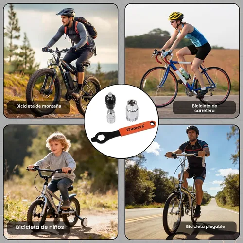 Miniatura 7 de Oumers Extractor de manivela de bicicleta/removedor de brazo y removedor de soporte inferior con llave inglesa/llave de 0.630 in. Kit de Naranja