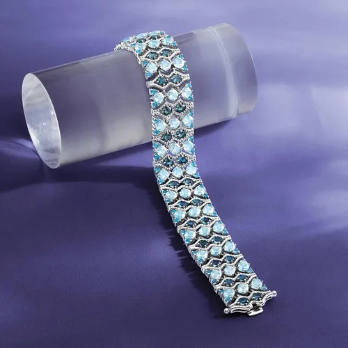 Miniatura 4 de Ross-Simons 26.75 ct. t.w. London and Sky Blue Topaz Bracelet in Sterling Silver