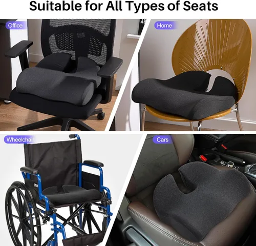 Miniatura 7 de Cojín de asiento para silla de oficina, cojín de asiento grande y grueso para aliviar el dolor de coxis, ciática y apoyo de espalda, cojín de espuma