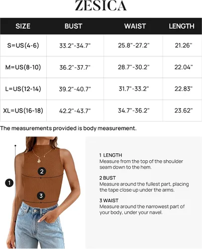 Miniatura 6 de ZESICA Camisetas sin mangas de verano para mujer, cuello de tortuga, de punto acanalado, ajustadas, básicas, casuales