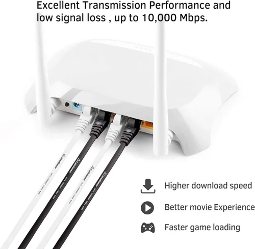 Miniatura 7 de Cable blindado Cat 7 para conexión de Ethernet (cable de la más alta velocidad), plano, tiene un conector RJ45 a prueba de enganche, para módem