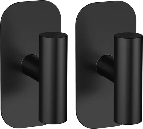 Ganchos adhesivos para toallas para ducha, ganchos de baño resistentes al agua, perchas adhesivas montadas en la pared para Negro