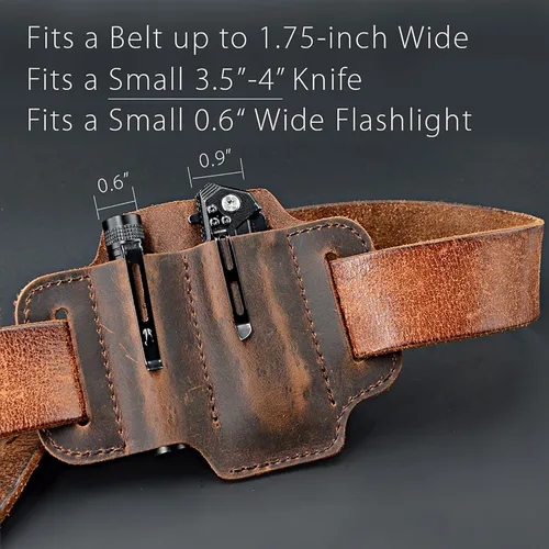 Miniatura 4 de Funda de cuero para cuchillo de cinturón EDC, bolsa organizadora de herramientas pequeñas, se ajusta a la mayoría de cuchillos Victorinox de 3.5