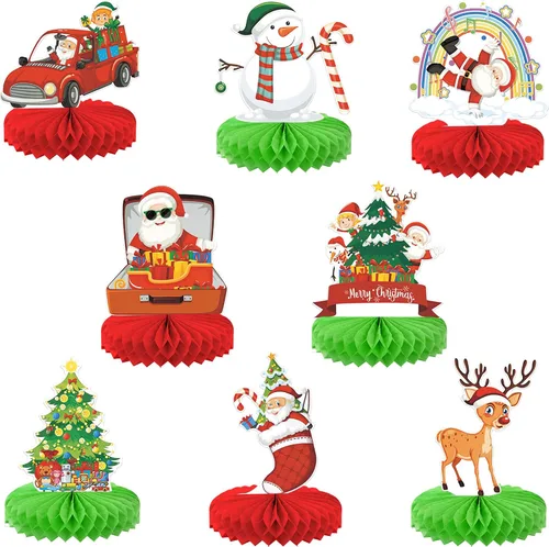 KatchOn Centros de mesa de Navidad para mesas, paquete de 9, decoraciones navideñas para interiores, decoración tradicional de nido de abeja,