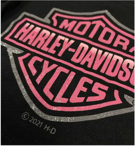 Miniatura 2 de Harley-Davidson Baby Girls Glitter B&S Mesh Tattoo Long Sleeve Creeper - Negro