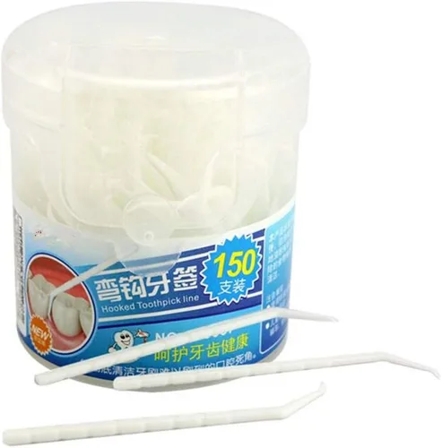 Herramienta de limpieza de dientes de plástico para el hogar Palillos de dientes curvados de gancho blanco (300PCS)