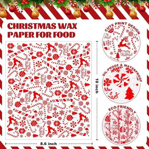 Miniatura 3 de 100 piezas de hojas de papel encerado de Navidad para alimentos, papel para envolver sándwiches, envoltorios para delicatessen, forros impermeables
