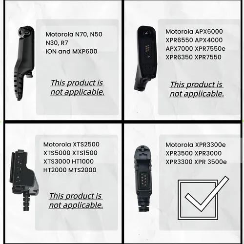 Miniatura 7 de XPR 3500e Auricular de 2 cables Covert Tubo acústico Kit de vigilancia con un par de auriculares medianos para Motorola XPR3300e XPR3500 XPR3000