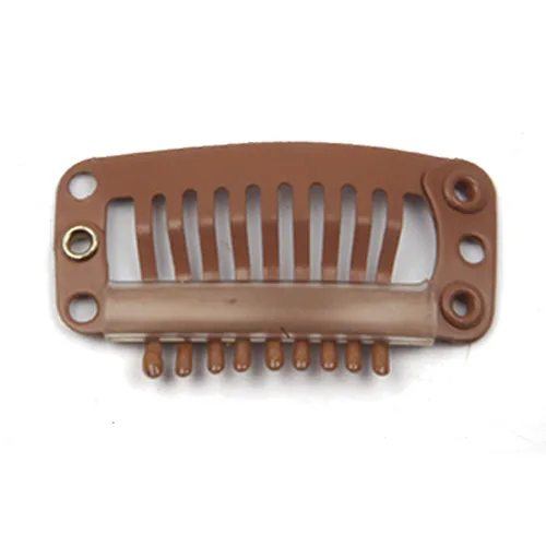 Miniatura 8 de 50 clips de peluca de acero inoxidable para extensiones de cabello, peines de peluca de 9 dientes, 0.04 oz/pieza, 2 hilos de tejido, 1 juego/30