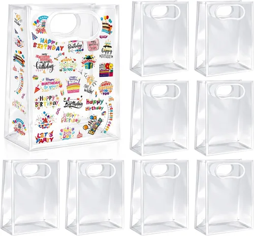 Miniatura 11 de SHIPKEY Bolsas de regalo transparentes de 9.4 x 5.9 x 3.1 pulgadas, pequeña bolsa de regalos para cumpleaños, boda, fiesta, bolsa de regalos