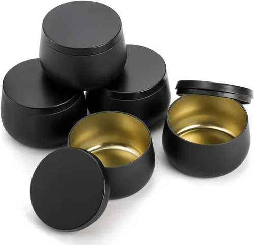 Miniatura 3 de ZENFUN 24 latas de velas negras con tapas, tarros de velas vacías a granel de 8 onzas, recipientes de lata de metal para hacer velas, almacenar