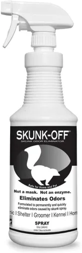 Skunk Off Eliminador de olores en aerosol para mascotas, 32 onzas, seguro para la cabeza y la cara, removedor de olores listo para usar. Fórmula no