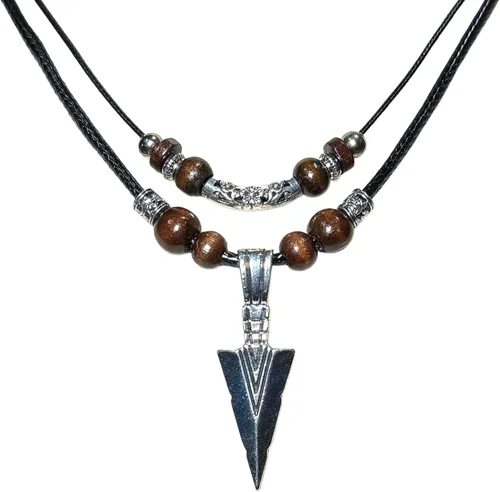 Miniatura 9 de Collar de doble capa con colgante de acero inoxidable para hombre, collar de cadena con colgante de punta de lanza fresca