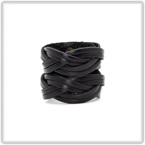 Miniatura 2 de Brazalete de cuero ancho con correa trenzada punk