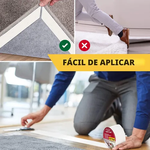 Miniatura 3 de Trazon - Cinta adhesiva de doble cara para alfombras, suelo de madera dura y alfombras de área, cinta adhesiva fuerte y extraíble, cinta adhesiva