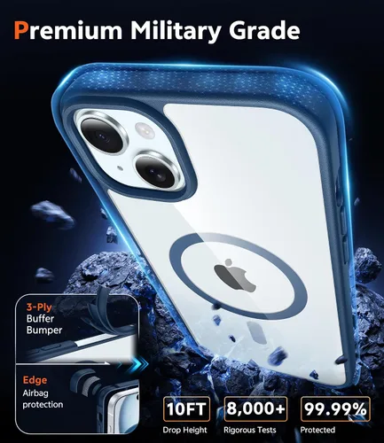 Miniatura 648 de FNTCASE Funda para iPhone 13 Pro-Max: Fundas magnéticas transparentes compatibles con Magsafe Slim anti amarillamiento protección contra caídas