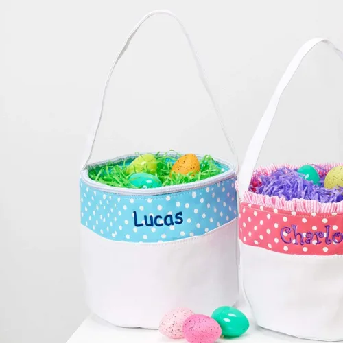 Miniatura 8 de Cesta de Pascua personalizada suave y ligera (rosa bebé)