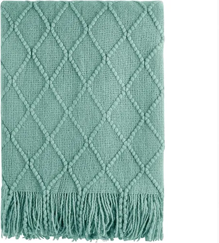 Miniatura 61 de Bourina Manta de punto decorativa con textura, unicolor y suave, para sofá, 50 x 60 pulgadas, almendra