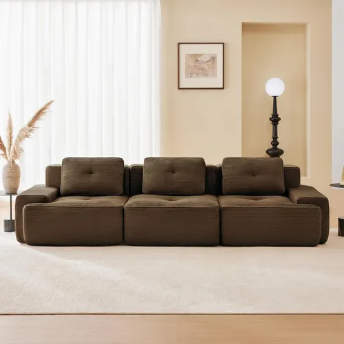 Miniatura 93 de Sofás modulares sin hueso de 152.8 pulgadas para sala de estar, sofá modular con diván en forma de L, cómodo asiento profundo tapizado de tela