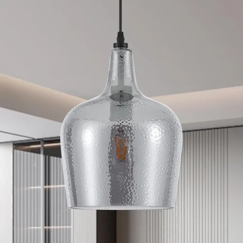 Miniatura 10 de Lámpara Colgante de Vidrio Moderna de Latón 1 Luz Individual con Cúpula Luminarias Colgantes para Isla de Cocina Comedor Pasillo, Diámetro 9 Latón