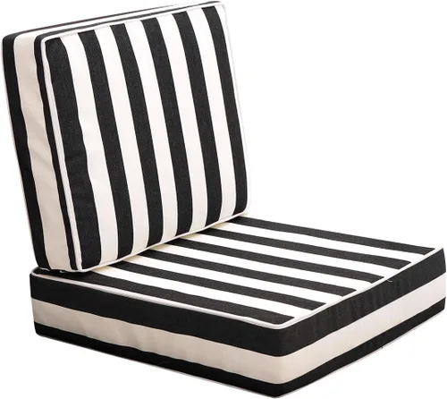Miniatura 13 de Juego de cojines de asiento para exteriores para muebles de patio, cojines gruesos resistentes a la intemperie, 25.6 pulgadas de ancho x 25.6 Blanco