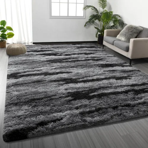 Miniatura 26 de Deerhoo - Alfombra de área, estilo shag, 4 x 6 pies, con teñido anudado, alfombra mullida y ultrasuave para sala de estar, alfombra de pelo
