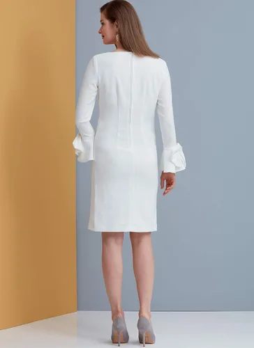 Miniatura 6 de Vogue V9325E5 - Vestido ajustado con forro para mujer, tallas 14-22, color blanco