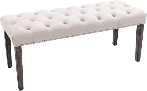 KCC Banco otomano tapizado con botones, bancos tapizados de terciopelo para dormitorio, reposapiés, banco decorativo para entrada, comedor, sala de