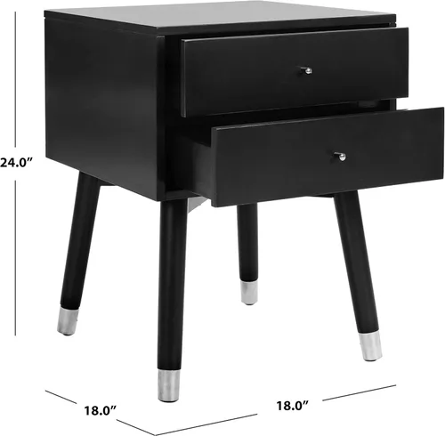 Miniatura 6 de Safavieh Home Collection Lyla Mesita de noche retro de mediados de siglo en negro y plateado Negro / Plateado