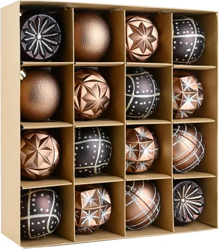 Miniatura 11 de 16 piezas de esferas decorativas de Navidad - Decoraciones para árbol de Navidad de 2.36 pulgadas en negro y dorado, bolas colgantes inastillables