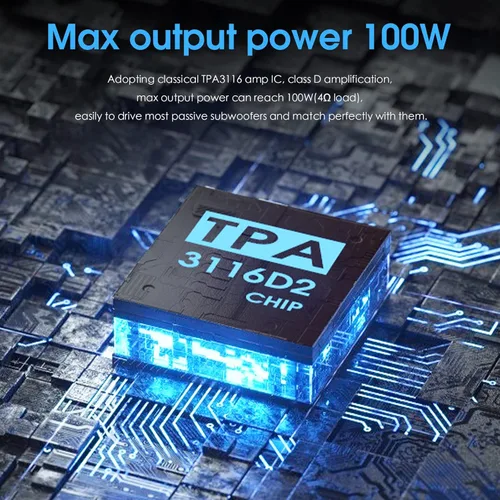 Miniatura 5 de Nobsound Mini amplificador de subwoofer de 100 W con paquete de fuente de alimentación DC 19V 4.74A, amplificador digital con adaptador