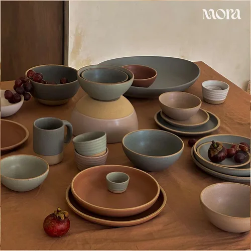 Miniatura 6 de MORA Juego de 4 platos medianos de cerámica para pasta/cuencos anchos de cerámica de 30 onzas, aptos para microondas, horno y lavavajillas, cosecha