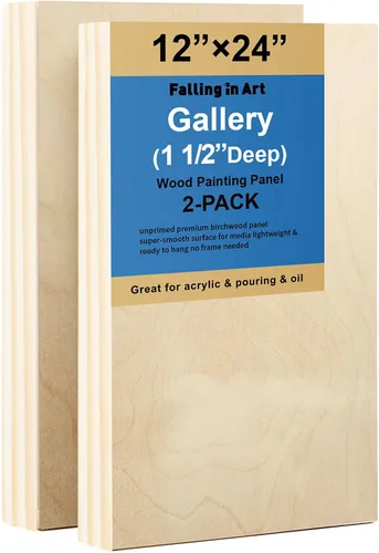 Miniatura 11 de Falling in Art Paquete de 2 paneles de lienzo de madera sin terminar, kit de paneles de madera de abedul de galería de 10 x 20 pulgadas, tablas