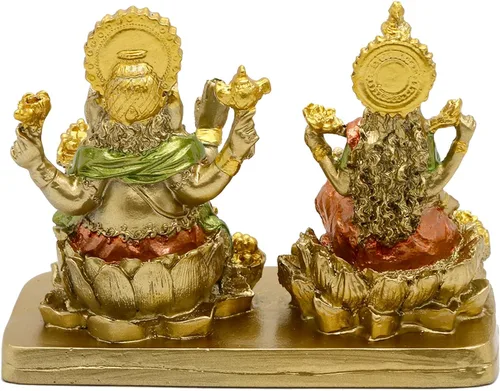 Miniatura 8 de alikiki Estatua de señor hindú Ganesha Lakshmi - 3.7 pulgadas de alto Dios indio Laxmi Ganesh Murti Artículo para el hogar Templo Puja Pooja Ídolo