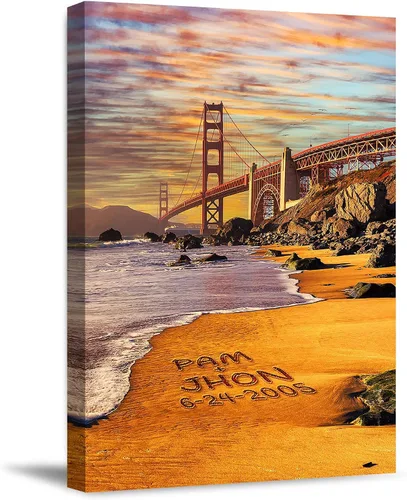 Miniatura 17 de Autumn Path - Lienzo personalizado o impresión fotográfica y obra de arte enmarcada con nombres de pareja, fecha especial en impresiones, gran