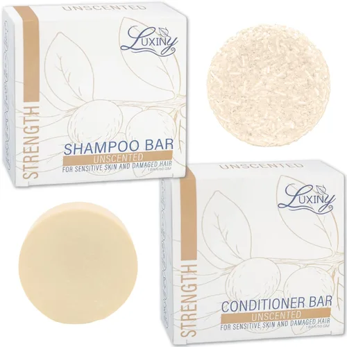 Luxiny - Champú y acondicionador en barra – sin sulfato, juego sin perfume con 1 barra de champú (2.16 oz) y 1 barra de acondicionador profunda