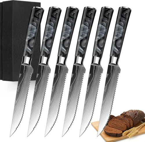 Miniatura 23 de Juego de 10 cuchillos de cocina japoneses de alta calidad, colección Imperial, patrón láser de damasco, acero inoxidable 440A ultra afilado