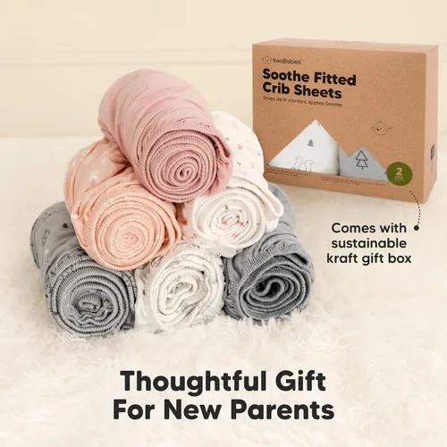 Miniatura 9 de KeaBabies Paquete de 2 sábanas orgánicas para cuna para niños y niñas, sábana bajera ajustable de 52 x 28 pulgadas, funda de algodón de jersey Nube