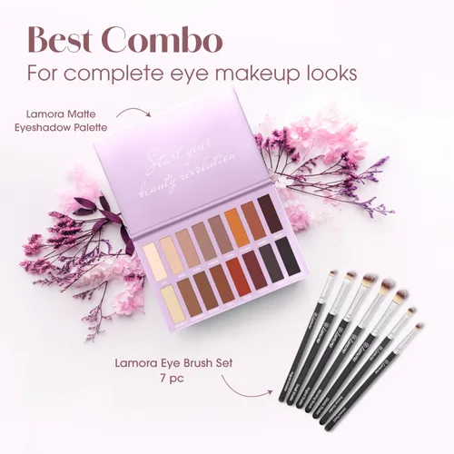 Miniatura 10 de Lamora Paleta de sombra de ojos - Paleta de maquillaje de ojos con 16 tonos mate altamente pigmentados - Vegano y mezclable