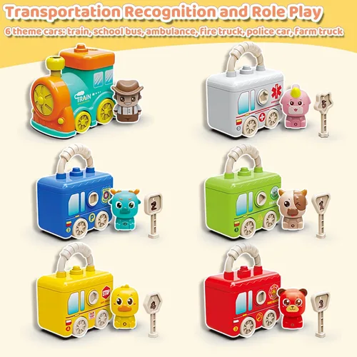 Miniatura 3 de Montessori - Juguetes de tren para niños de 2, 3 y 4 años, juego de tren de aprendizaje para niños pequeños con luces y sonidos, transporte de 6
